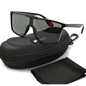 Męskie Okulary przeciwsłoneczne Pilotki Pełne Czarne UV400 STR-1645