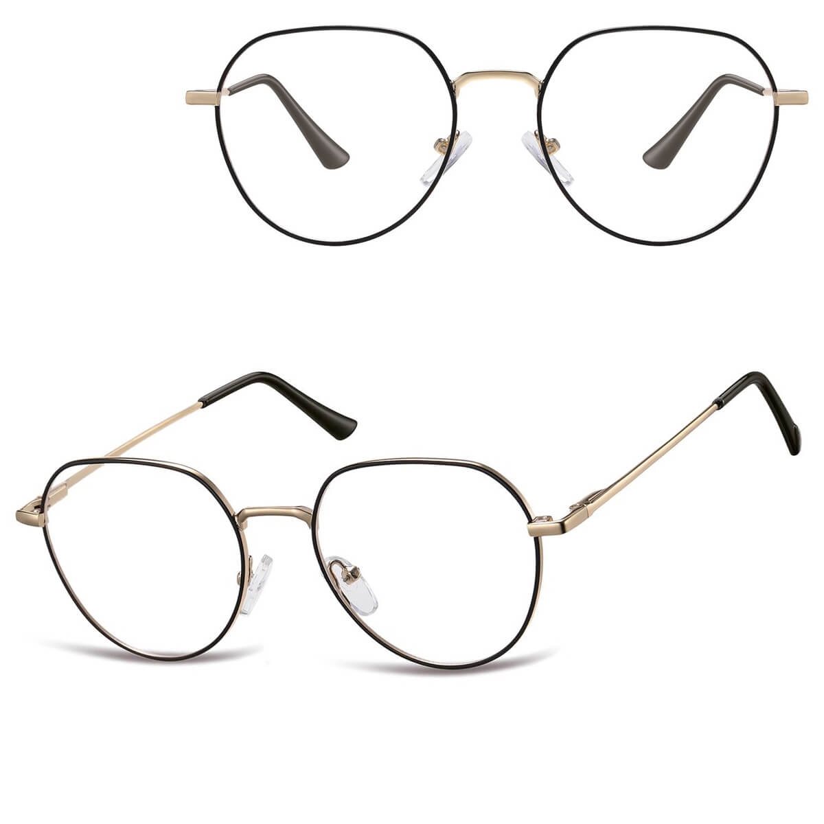 Okulary zerówki lenonki oprawki korekcyjne medium M294B czarne/złote