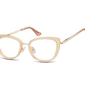 Okulary oprawki korekcyjne kocie oczy zerówki Sunoptic flex MTR-99E brzoskwiniowo-złote