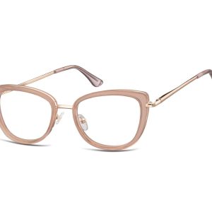 Okulary oprawki korekcyjne kocie oczy zerówki Sunoptic flex MTR-99D różowo-złote