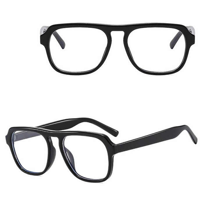 Okulary zerówki do komputera z filtrem BLUE LIGHT pilotki STL38C czarne + akcesoria