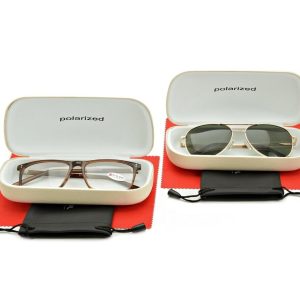 ZESTAW 6 PRODUKTÓW - 2x Etui na okulary kremowe + 2x Ściereczka z mikrofibry + 2x Pokrowiec