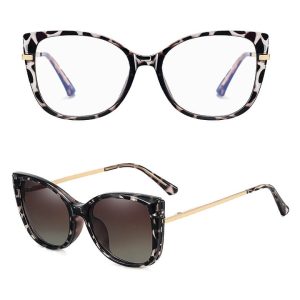 2w1 Okulary damskie do komputera z nakładką przeciwsłoneczną na magnes Clip-On 25138A panterkowe
