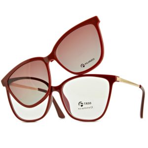 Damskie kocie okulary do komputera z nakładką przeciwsłoneczną Clip-on 2594-4