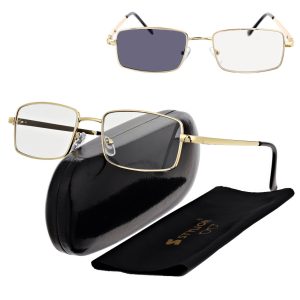 Plusy +3.00 Fotochromowe okulary do czytania z flexami ST342B złote