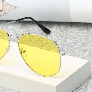 Okulary pilotki rozjaśniające dla kierowców do jazdy nocą, we mgle i deszczu 411A ze skazą