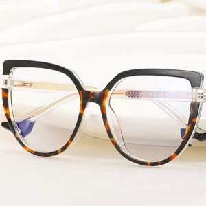 Damskie Okulary NA OBCASIE zerówki do komputera kocie BLUE LIGHT 25159A Czarne/Panterkowe