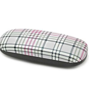Twarde etui na okulary fioletowe w kratkę ET-100C