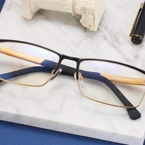Męskie aluminiowe okulary zerówki do komputera BLUE LIGHT black-gold 25125C