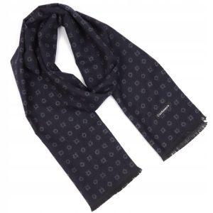 Ciepły Cashmere szalik męski geometryczny SZA-48 ciemny granat