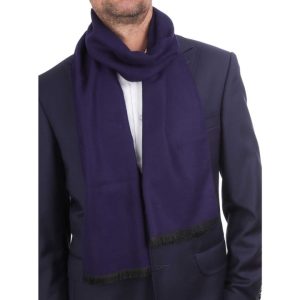 Ciepły Cashmere szalik męski SZA-40A gładki Granatowo/Szary