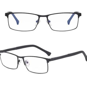 Męskie aluminiowe okulary zerówki do komputera BLUE LIGHT czarne 25125