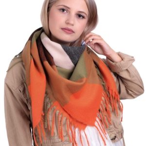 Chusta damska, szalik w kratę - przyjemna i miękka SZA-84