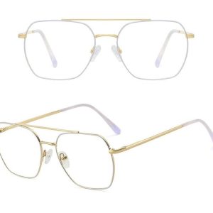 Damskie Pilotki złoto fioletowe okulary zerówki filtr Blue Light do komputera 25104C