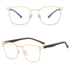 Solidne okulary zerówki do komputera BLUE LIGHT złoto-czarne z flexami 25126A