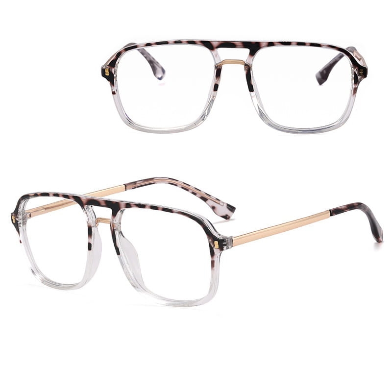 Okulary pilotki zerówki do komputera BLUE LIGHT z flexami 25131E panterka/złoty