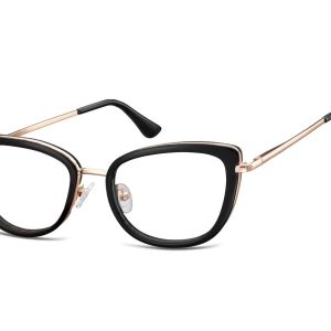Okulary oprawki korekcyjne kocie oczy zerówki Sunoptic flex MTR-99B czarno-złote