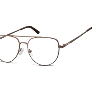 Okulary oprawki korekcyjne pilotki zerówki Sunoptic 889A brązowy + złoty
