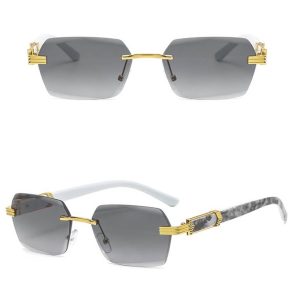 Damskie okulary przeciwsłoneczne Glamour bezramkowe prostokątne SKK-03