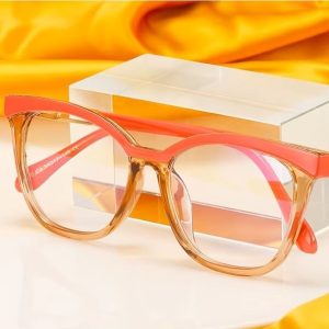 Damskie kocie oczy okulary zerówki do komputera BLUE LIGHT 25144B Brudny róż/Herbaciane