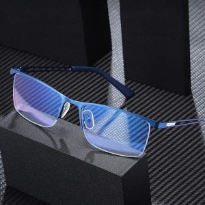 Żyłkowe męskie okulary do komputera TV smartfona BLUE LIGHT zerówki niebieskie 2596B