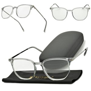 Plusy +1.00 szare okulary do czytania kwadratowe korekcyjne ST322
