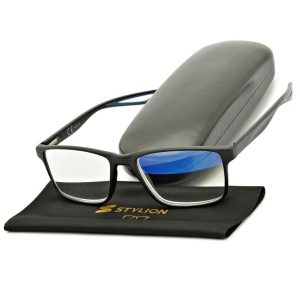 Plusy +2.50 Męskie okulary do czytania korekcyjne Blue Light + Antyrefleks ST315B ze skazą