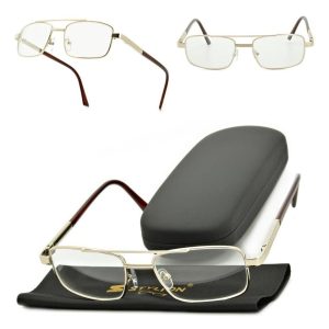 Męskie złote okulary minusy -0.50 dioptrie korekcyjne dla krótkowidzów ST324A