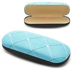 Twarde etui na okulary niebieskie w romby ET-110A