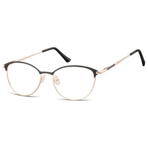 Okulary damskie zerówki kocie oprawki korekcyjne medium M295A czarny/różowe złoto