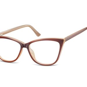 Okulary oprawki optyczne zerówki korekcyjne kocie oczy Sunoptic CP115C brązowo-beżowe