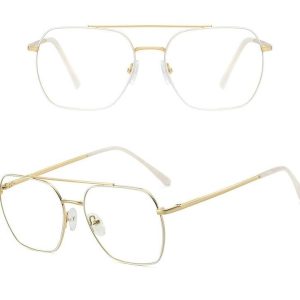Damskie Pilotki złoto białe okulary zerówki filtr Blue Light do komputera 25104E