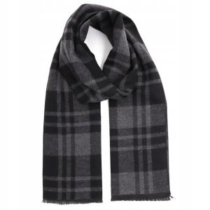 Ciepły miły w dotyku szalik męski w kratę SZA-64 czarny