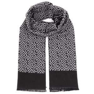 Ciepły szalik męski Cashmere geometryczny SZA-18 czarny