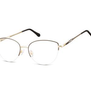 Damskie okulary żyłkowe zerówki oprawki korekcyjne kocie oczy Flex 898 czarno-złote