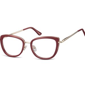 Okulary oprawki korekcyjne kocie oczy zerówki Sunoptic flex MTR-99 bordowo-złote