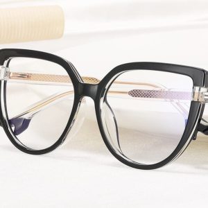 Damskie Okulary NA OBCASIE zerówki do komputera kocie BLUE LIGHT 25159 Czarne