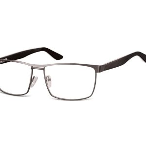 Męskie oprawki korekcyjne zerówki okulary prostokątne metalowe 880B grafitowe