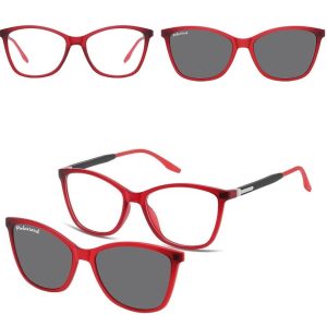 Damskie okulary pod korekcję z polaryzacyjną Nakładką przeciwsłoneczną na magnes CLIP-TRC-186C-1