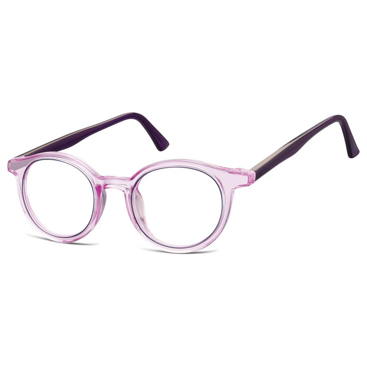 Okrągłe oprawki korekcyjne okulary zerówki TR-97C fioletowy transparentny