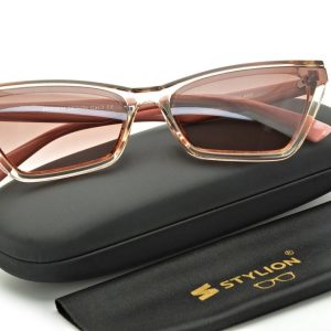Szerokie pudrowe damskie okulary przeciwsłoneczne Exclusive kocie CO-384A