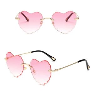 Damskie okulary przeciwsłoneczne Serca Glamour bezramkowe SKK-02E