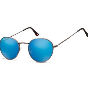 Okulary stalowe przeciwsłoneczne Lenonki lustrzane MS92B-XL z filtrem UV400 Grafit + Niebieski