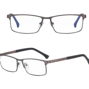 Męskie aluminiowe okulary zerówki do komputera BLUE LIGHT grafitowe 25125A