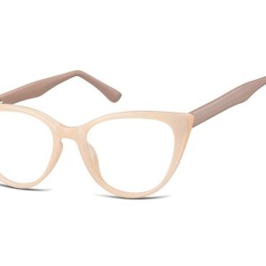 Okulary oprawki optyczne zerówki korekcyjne kocie oczy Sunoptic CP113C beżowo-brązowe