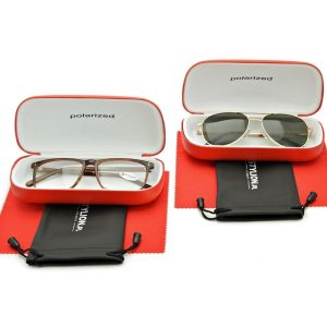 ZESTAW 6 PRODUKTÓW - 2x Etui na okulary czerwone + 2x Ściereczka z mikrofibry + 2x Pokrowiec