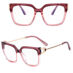 Damskie kwadratowe okulary zerówki do komputera BLUE LIGHT z flexami 25130G