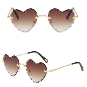 Damskie okulary przeciwsłoneczne Serca Glamour bezramkowe SKK-02A