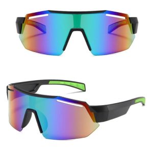 Sportowe okulary przeciwsłoneczne lustrzanki z filtrem UV400 czarne/zielone SVM-10B