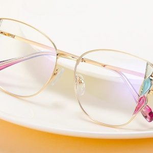 Damskie kocie okulary zerówki do komputera BLUE LIGHT z flexami 25129B
